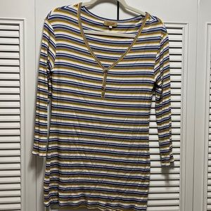 Piko blue and yellow 3/4 sleeve top